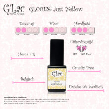 Just Yellow Gellak gellaknagels nagelproduckten G'lac vloeit mooi uit waardoor vijlen tot een minimum beperkt wordt, gellaknagels